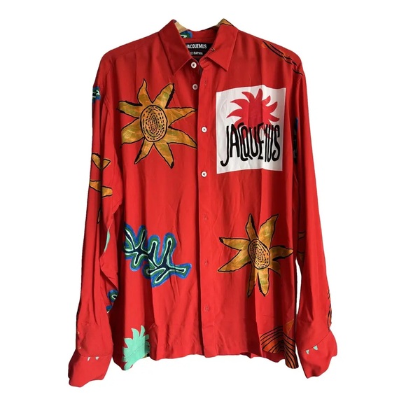 Jacquemus Red Floral Graphic Shirt        Sz 50 Large - Picture 8 of 9